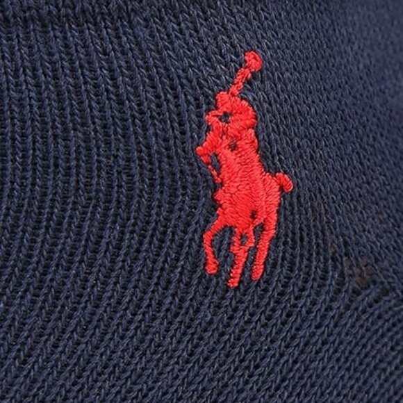 Polo Ralph Lauren Mens Classic Sport 6-Pair Cushion No Show Socks Navy Blue Red - Picture 2 of 5